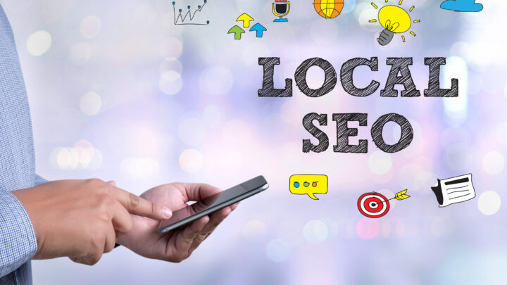 Man using his mobile to search for some services. virtual icons. Local SEO services
